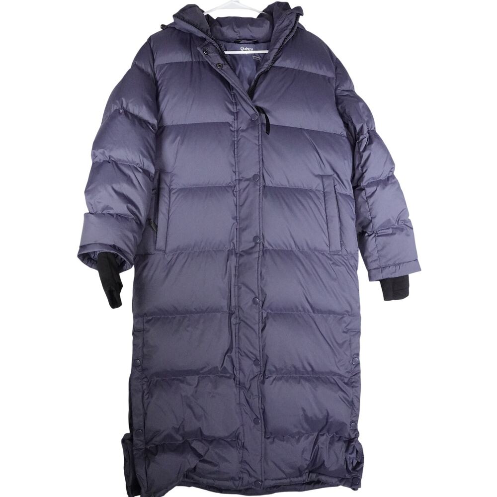 NWOT Quince Women's Small Responsible Down Long Puffer Coat Storm Blue Preppy - Picture 4 of 11